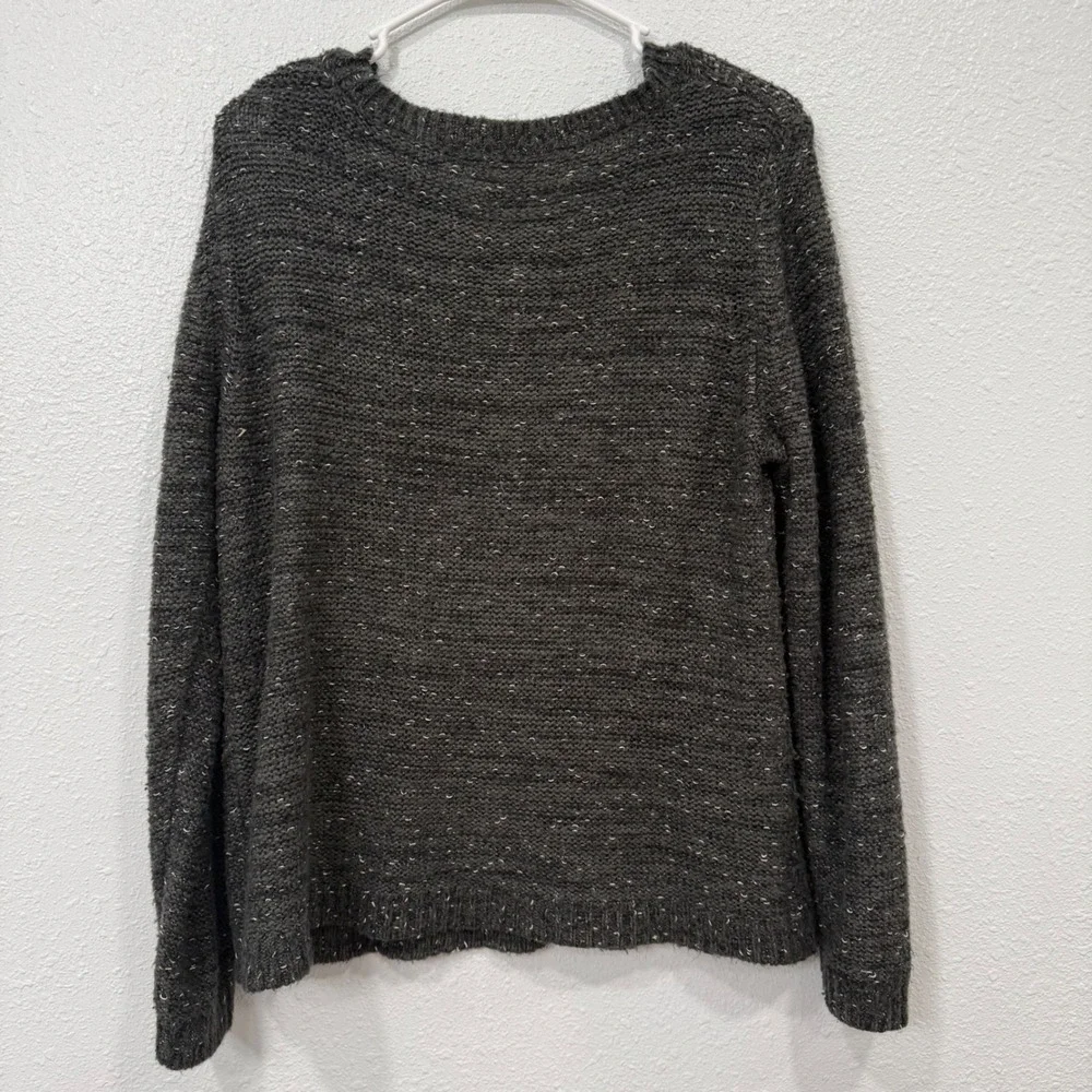 Maurices Womens Large Charcoal‎ Gray Metallic Cable Knit Sweater L Pullover